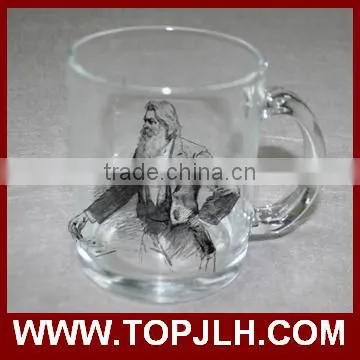 High quality custom logo printed glass beer mug for sublimation