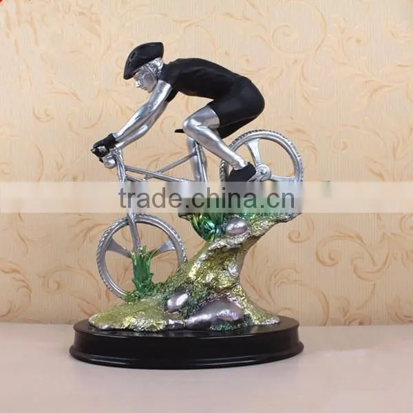 Wholesale resin model racing bicycle player scultpture sports medal