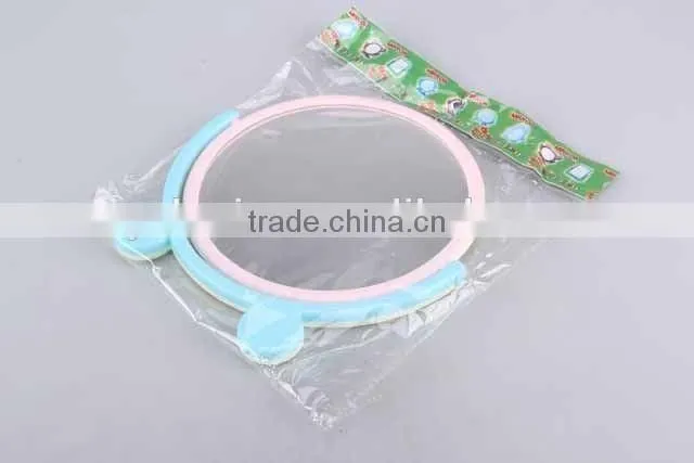 Colorful round plastic double sided with double round foot base mirror