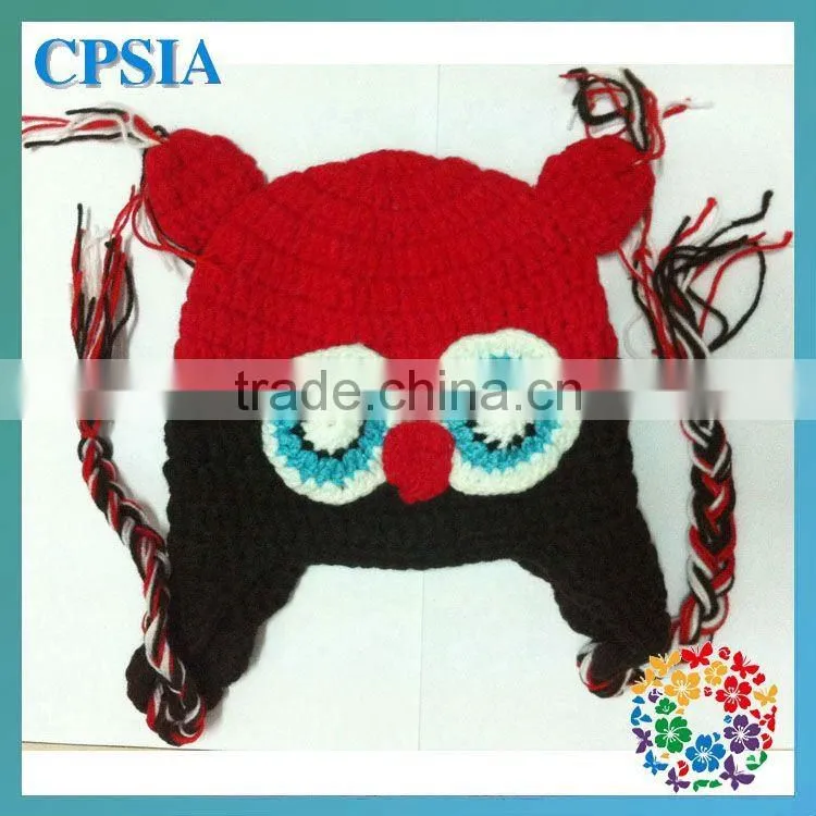 the new handmade baby hat with ears cute knitted owl pattern wool hats