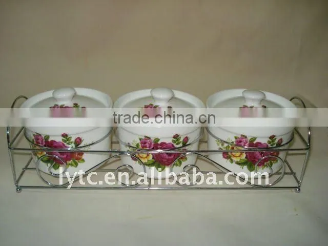 empty ceramic spice jar with stainless steel stand