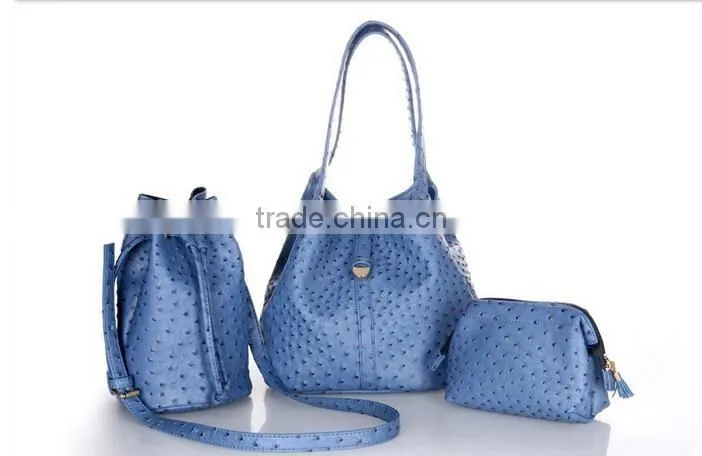 Fashion PU Ostrich Grained Leather Makeup Cosmetic Pouch Bag Storage Holder Case Hand Bag