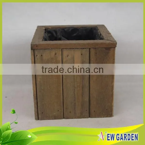 Eco-friendly Retangle Wooden planter ,Handmade Slat Wood Basket