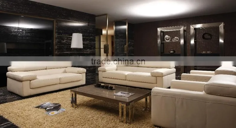 JR8078 Voage Modern Luxury Italy beige Genuine full leather italian style living room sofa couch