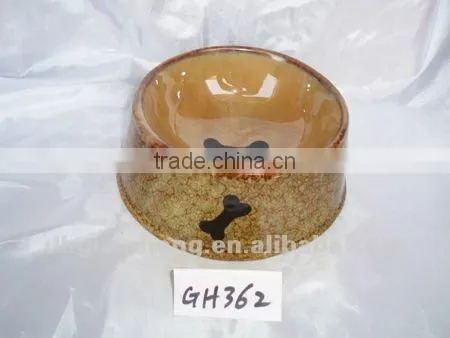 2012 USA hot sale round dolomite Ceramic Pet Feeder with bone printing
