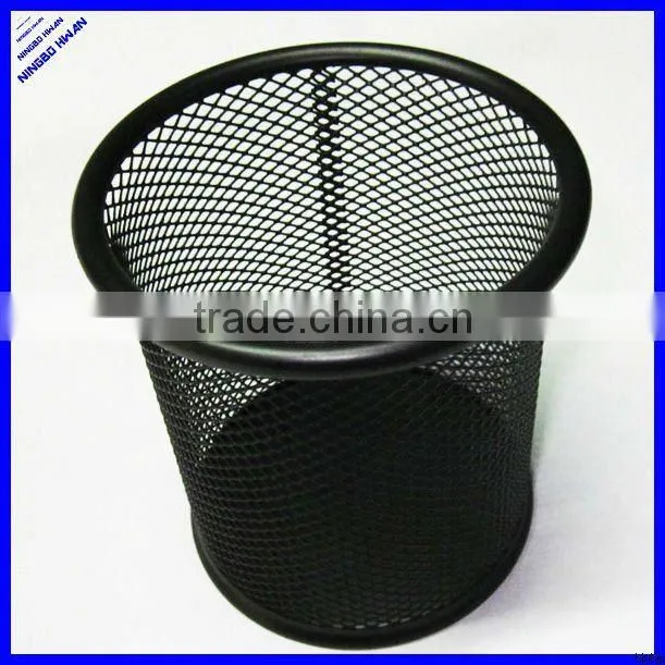 Quality round black metal mesh paper clip holder