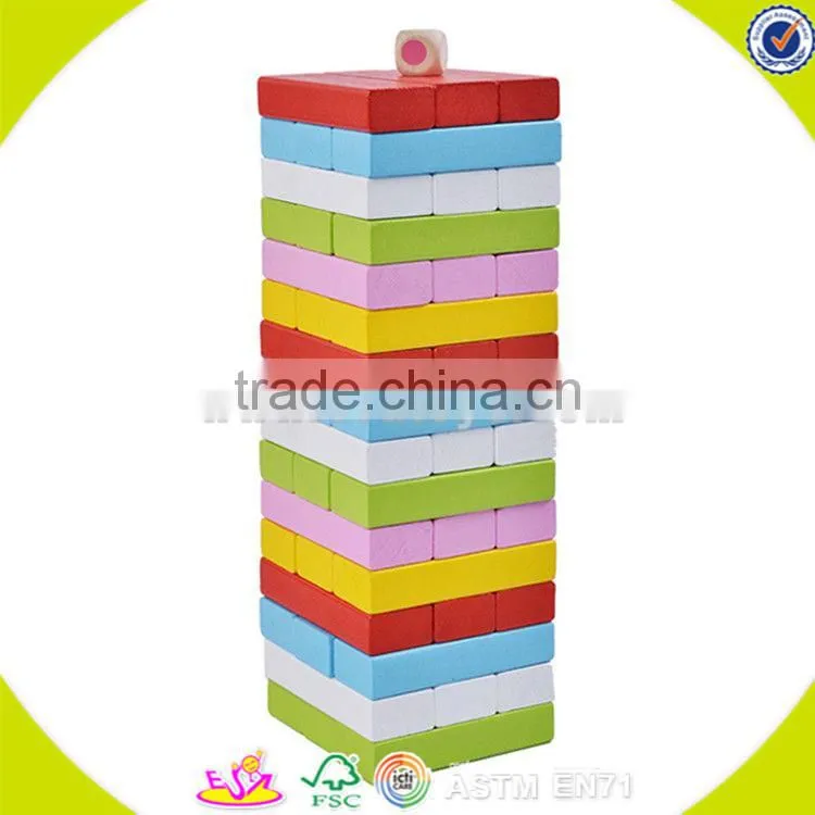 Wholesale hot sale 48 pcs wooden toddler stacking bricks toy teaching aid wooden toddler stacking bricks toy W13D151