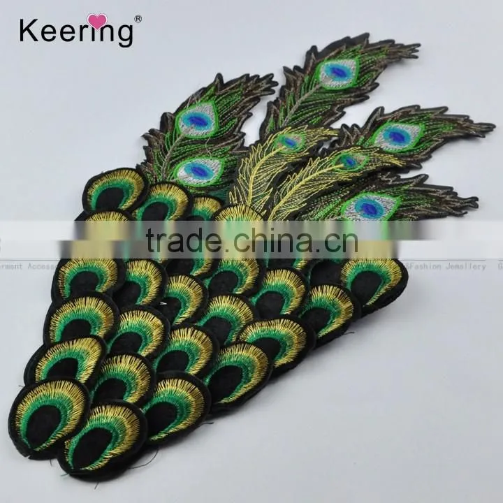 Hot Sale Pretty Peacock Feather Embroidery Patch Fabric Craft WEF-019