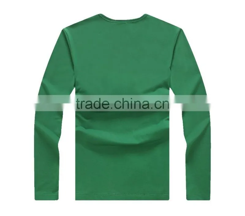 mens cheap brand fashion long sleeve plain cotton t shirt