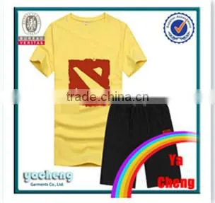 printing short sleeve shirt and pants suits/sport suit men/100% cotton suit men