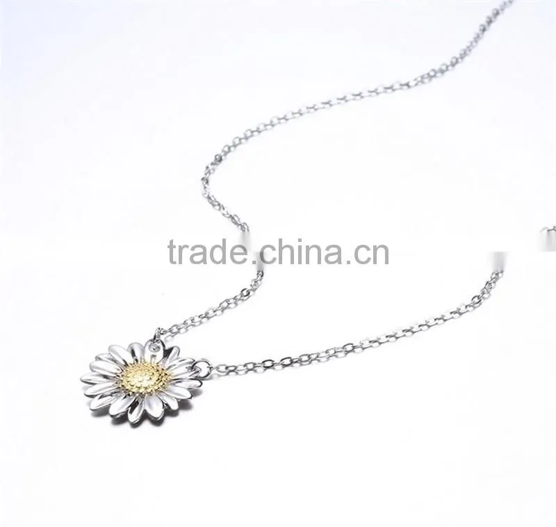 925 sterling silver Fashion Jewelry sunflower Charm Pendant Necklace
