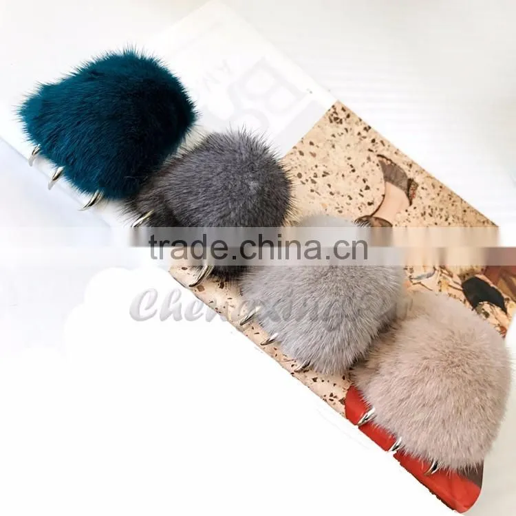CX-R-54 Top Quality Wholesale Real Mink Fur Keychain Fur Bag Charm