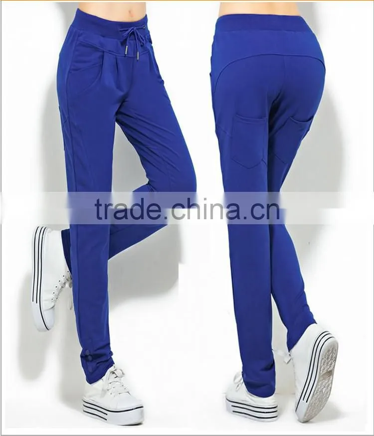 China wholesale Ladies High Quality Slim Fit Pants Womens Casual Sport Pants 2015