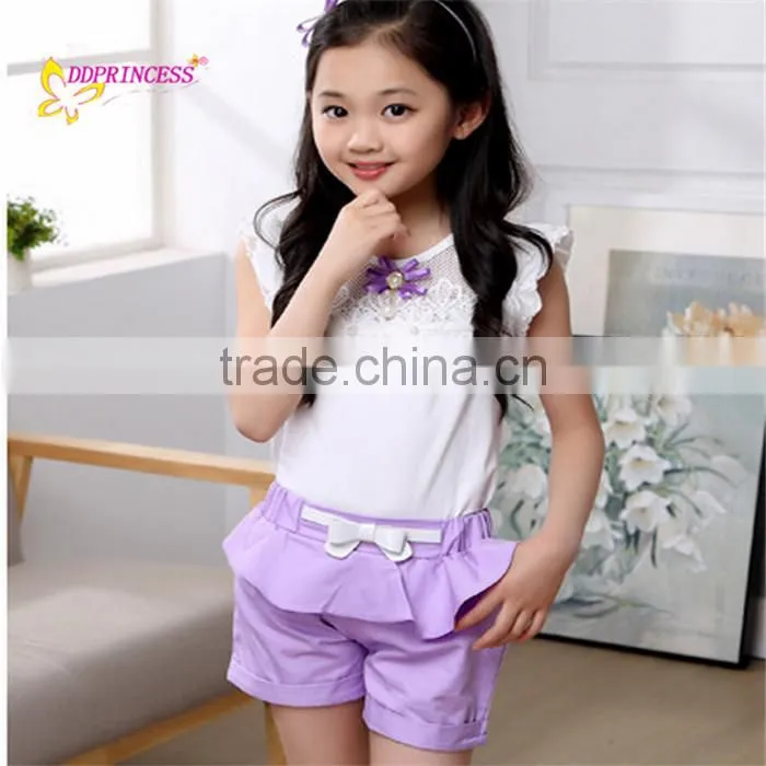 Cheap 2017 morden design girl 's two piece dress set sport dress for children