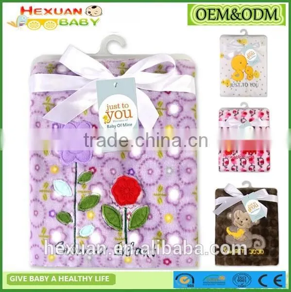china supplier custom cartoon embroidered baby fleece blanket