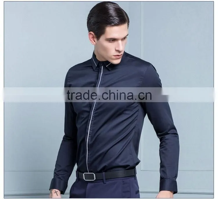 New Design Navy Colour Italian Shirt Men Long Sleeve 2016