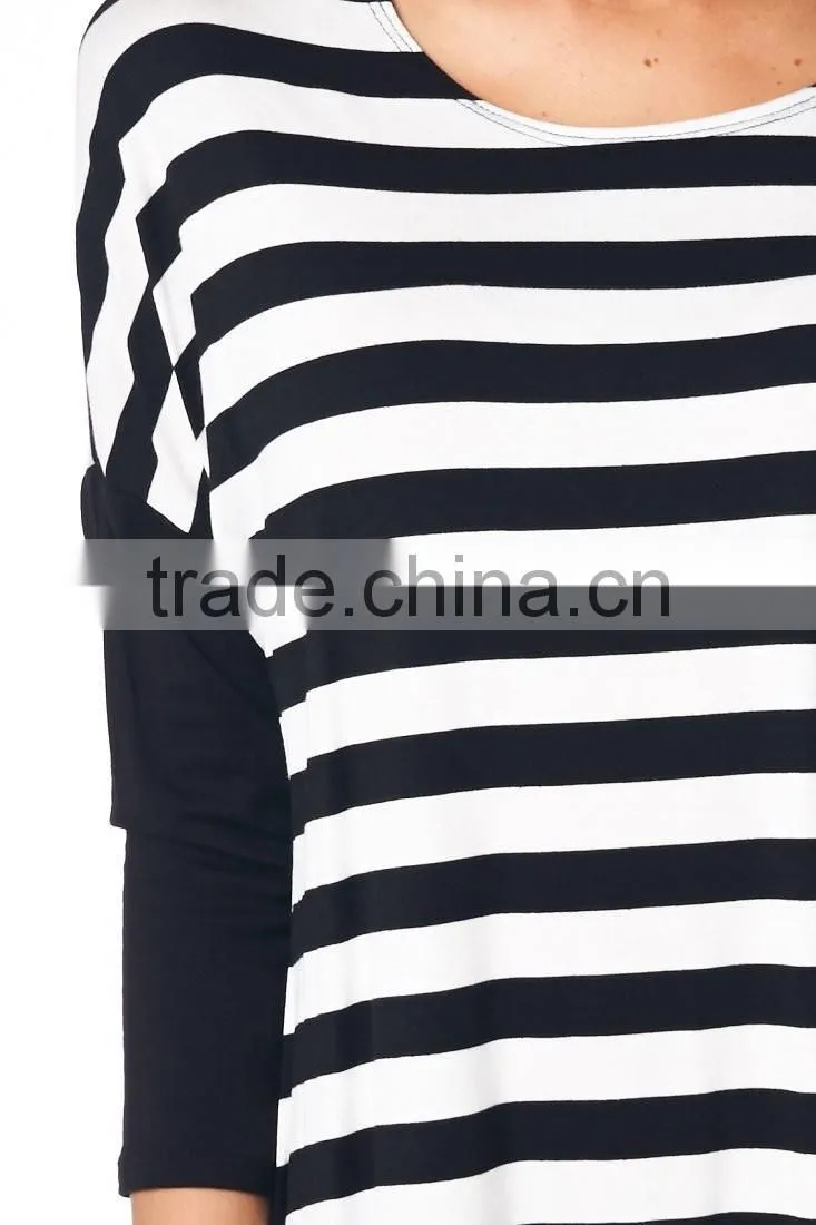 Fashion clothing 2017 printed blouse design long sleeve casual woman blouse stripe blouse for wholesale 2017