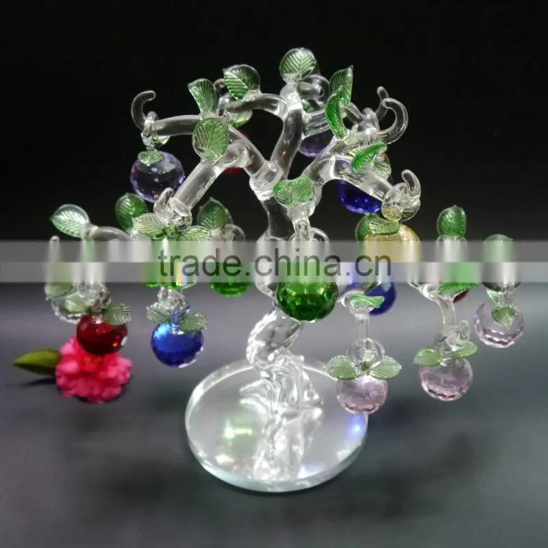 Christmas Day 's Crystal Tree With Colorful Apples For Wedding Souvenir Crystal Gift