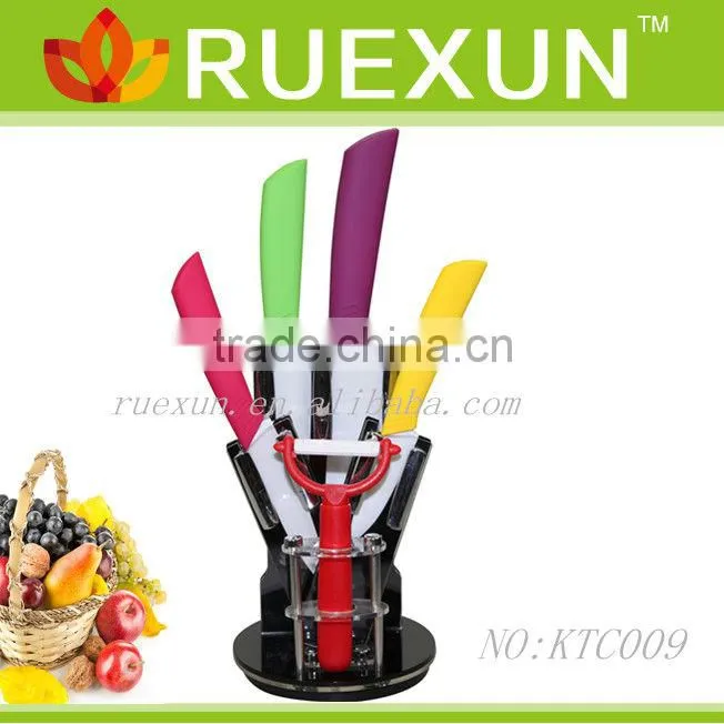 KTC004 - Hot Sale 5pcs Kitchen Ceramic Knife Set with Acrylic block.