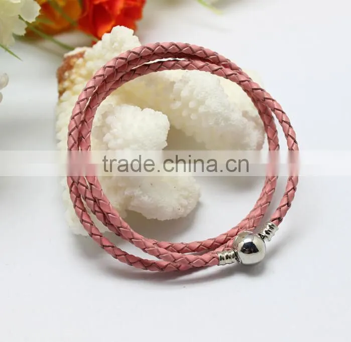 Unique New Plain Braided Leather Cord DIY Clasp Bracelet Leather Jewelry, Accessories for Beads Bracelet Jewelry