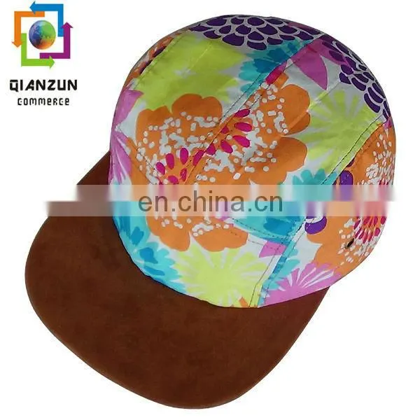 Custom made floral 5 panel drop shipping snapback caps