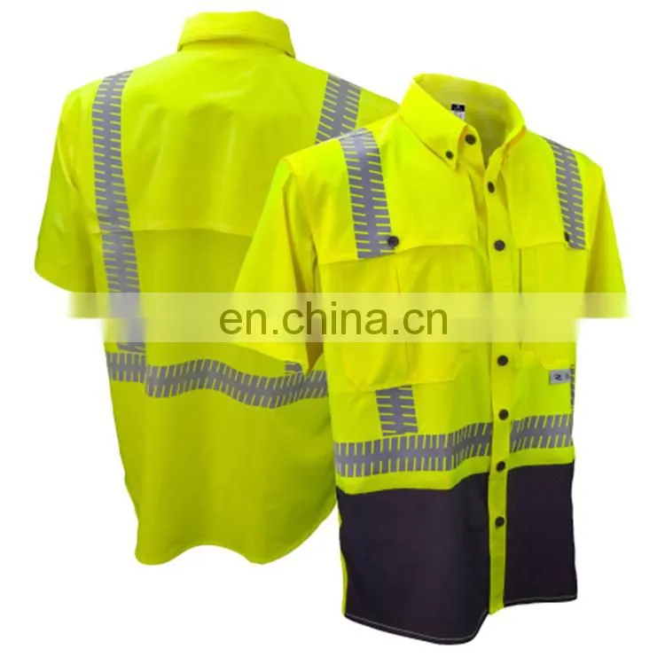 Custom mens mechanic UV sun protective Work shirt with reflective shirts pants design clothing
