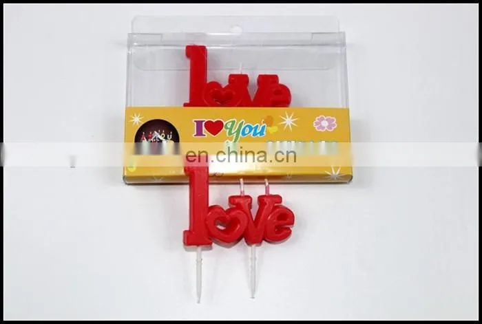 "Love" letters shaped stick cake candles favor for valentine'day