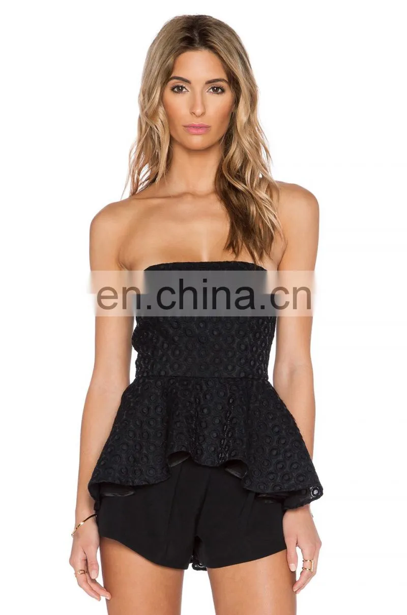 Black Strapless Off Shoulder Girls Party Wear Tops