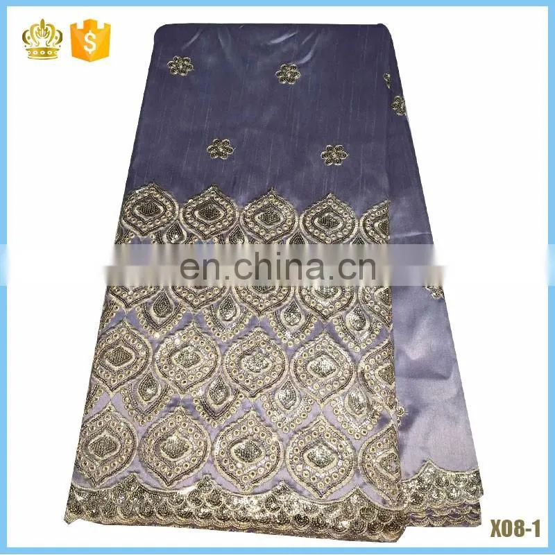 2016 Good Price African George Lace Fabric Top Quality With Sequins for dress F16022517