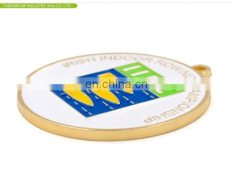 Gold logo cheap award sport medal with ribbons/lanyards
