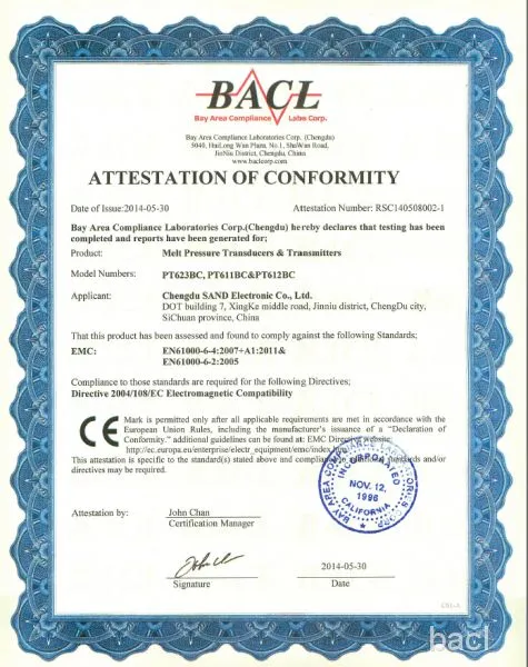 attestation of comformity
