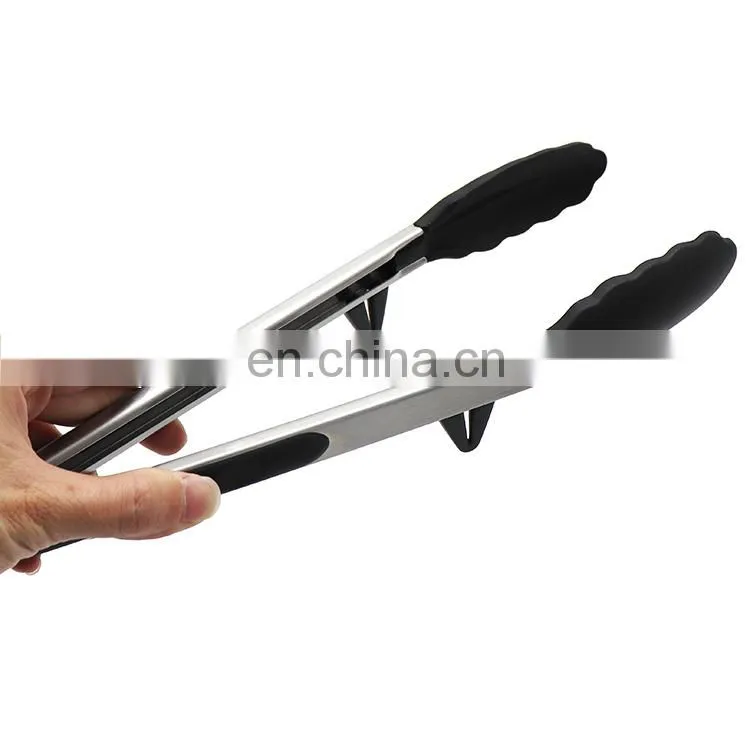 Kitchen Tools Stainless Steel Silicone Tongs with Function of Locking Tongs