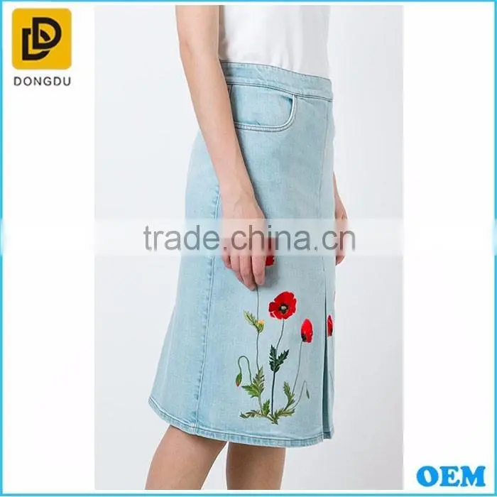Hot sale Denim embroidery Designer long skirts