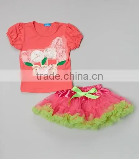 2014 new, three-dimensional flower girls, short-sleeved dress gauze tutu