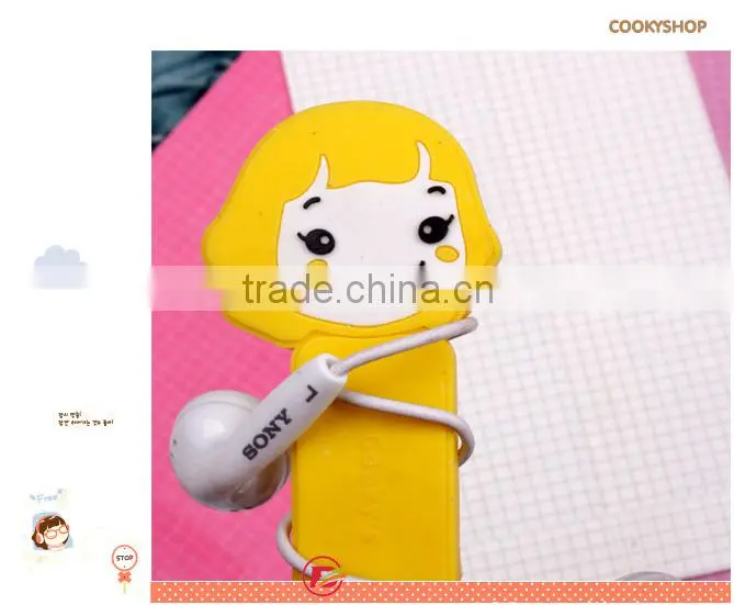 Hottest Little girl silicone earphone winder Lines Cable winder