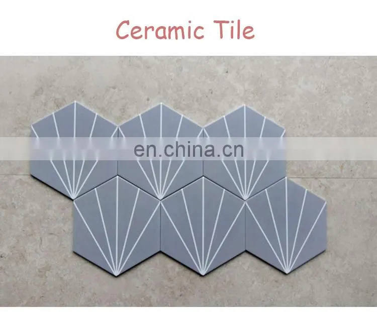 hexagonal brick 230*200*115 mm black and white rays pattern classic tea bar clear bar anti-slip wall tile floor tiles