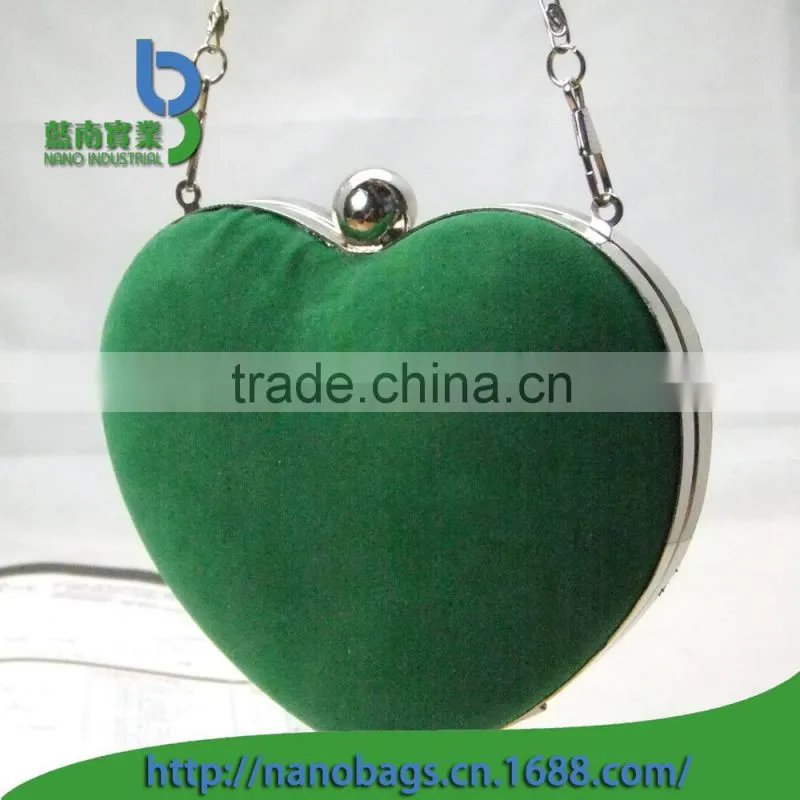 elegant green heart-shaped ladies evening handbag