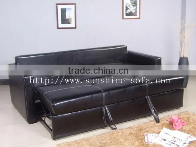 Modern Black Leather Sofa Bed