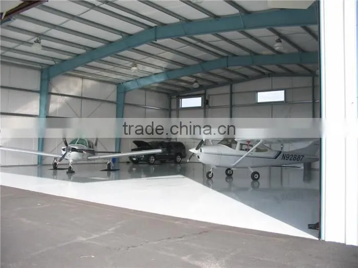 Low cost prefab steel airplane hangar with arch truss roof