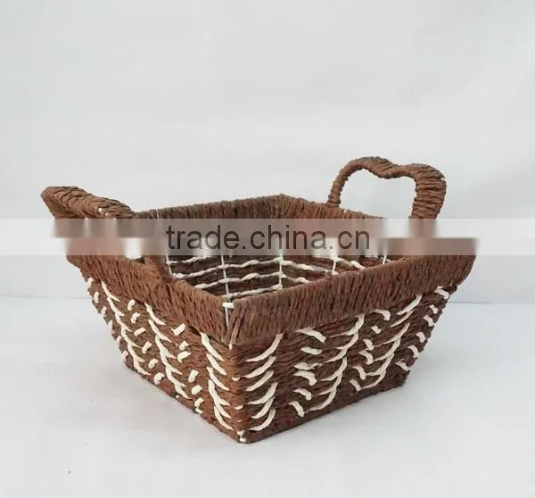 square shape paper rope handmade basket