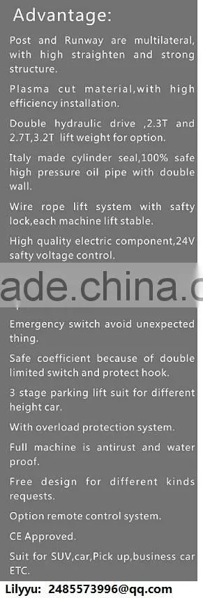 two post hydraulic home-uesd simple lifting car parking equipment