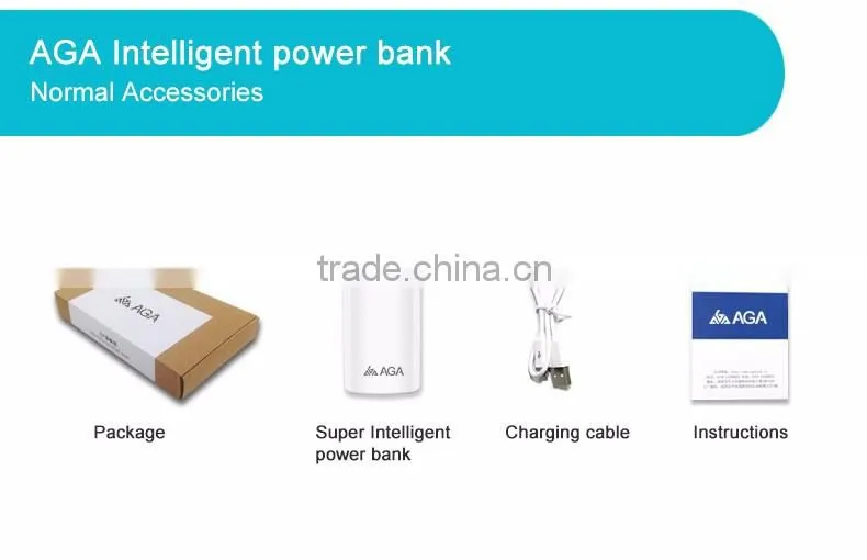 AGA smart 10000mAh power bank for iphone | portable small USB lithium battery charger | mini power supply for digital devices