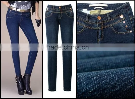 indigo dyed cotton polyester knitting denim