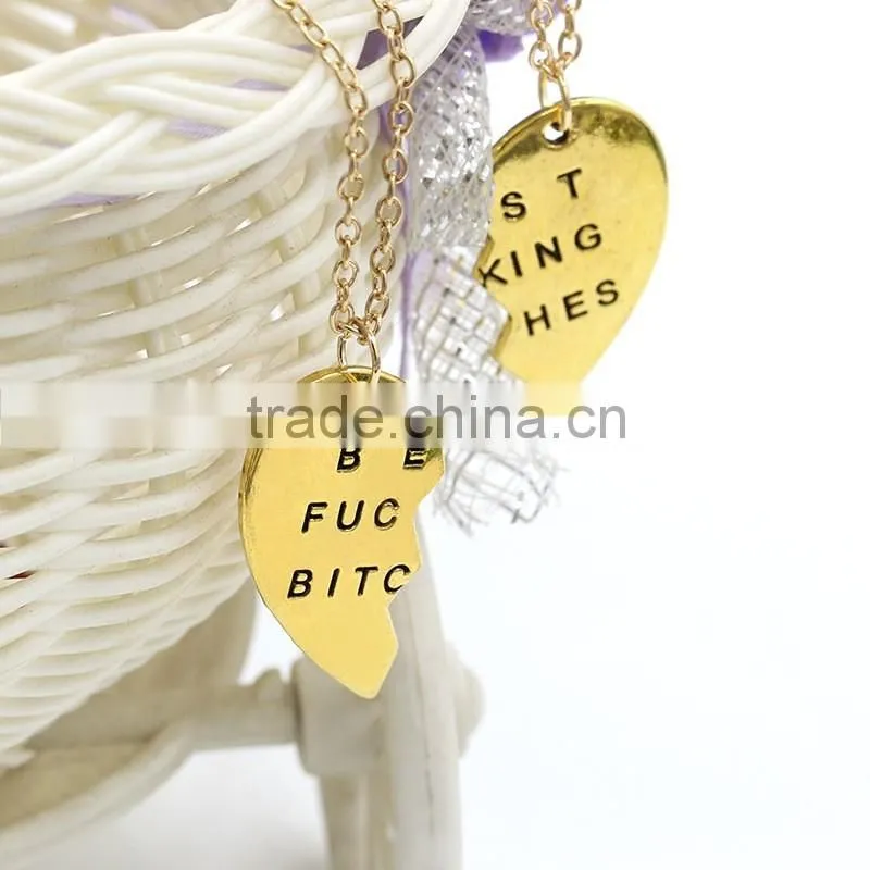 Best Bitches broken heart necklace pendant necklace wholesale