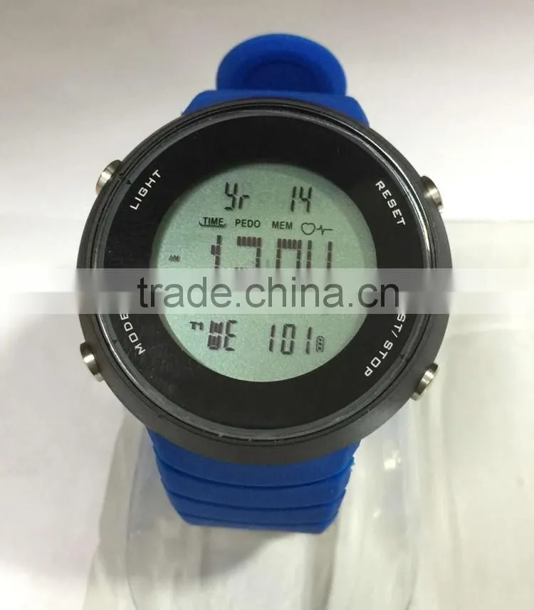 2015 New Style Heart Rate Pedometer Monitor Watch Excellent Quality Digital Sports Watch with Solf Band