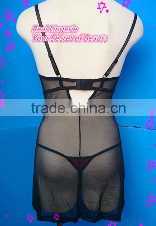 Mesh & Satin Lingerie Set, Sexy Babydolls