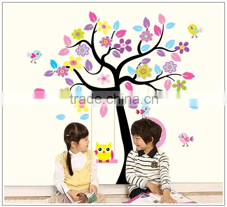 ALFOREVER colorful tree owl decals,pvc colorful owl sticker