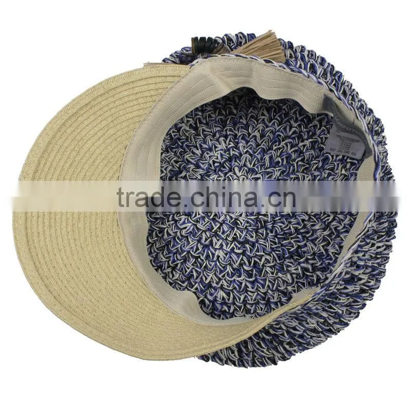 2013 new colorful fashion summer lady straw fluffy visor hat and cap