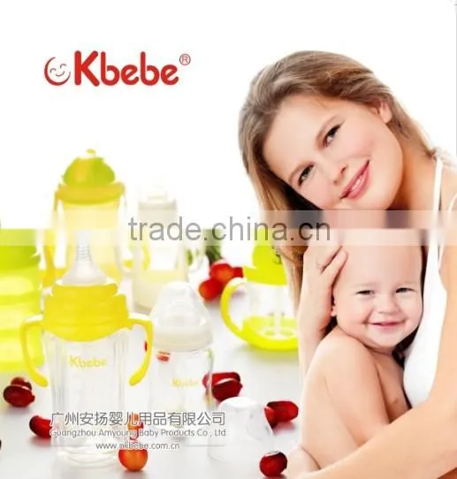 China Supplier Babyflaschen Wide Neck Glass Bebek Bottle 150ml/5oz Silicone Baby Feeding Bottle BPA Free A-1106 G