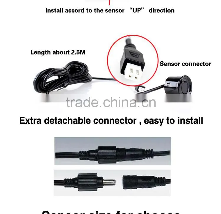 LED digital car parking sensor system with 20 different color type waterproof ultasonic sensor